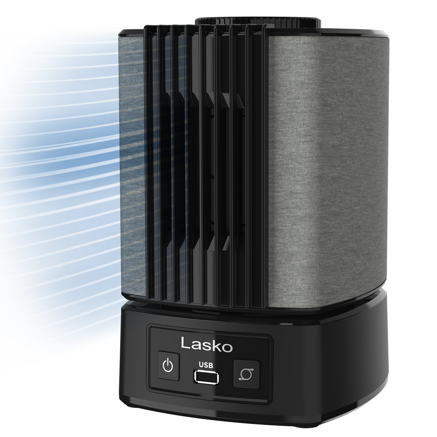 Lasko SlumberBreeze 8" Table Fan with White Noise: Oscillating, 2-Speed, Black
