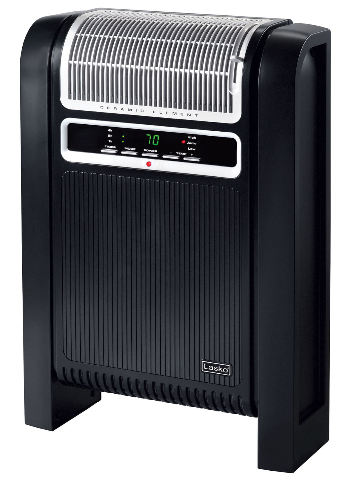 Lasko 25" Ceramic Console Space Heater: 2 Heat Settings, Timer, Manual Louvers, Thermostat, Black