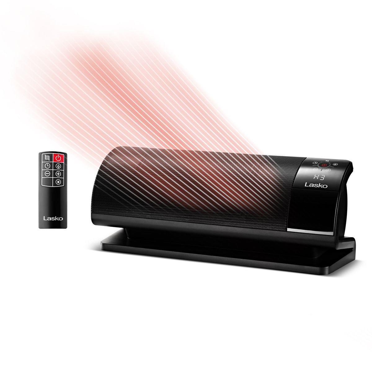 Lasko Low Profile Baseboard Space Heater: 3 Heat Settings, Remote, Timer, Tip-Over Switch, Powered Louvers, Thermostat