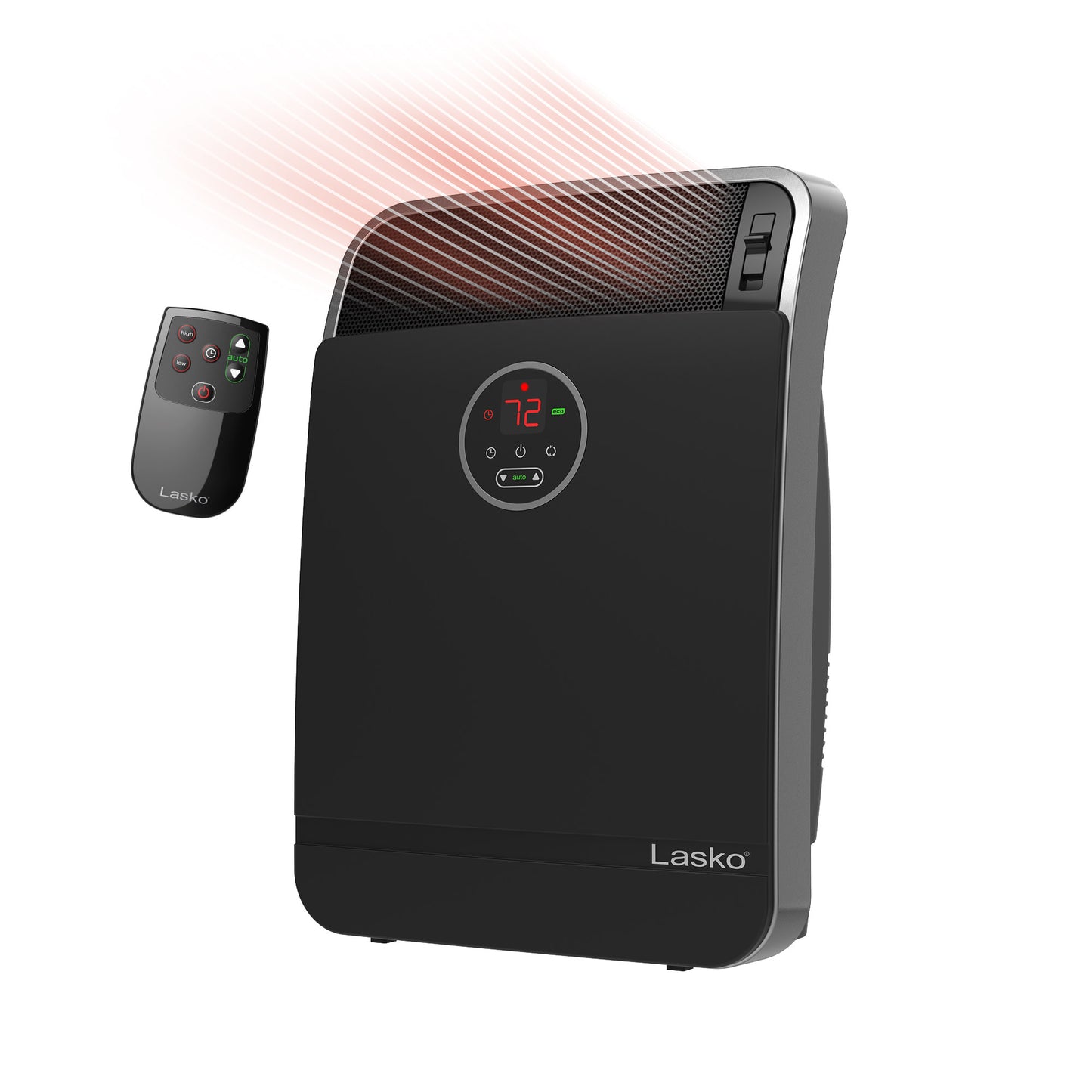 Lasko 18" Ceramic Console Heater (2 heat settings, remote, timer, thermostat, black)