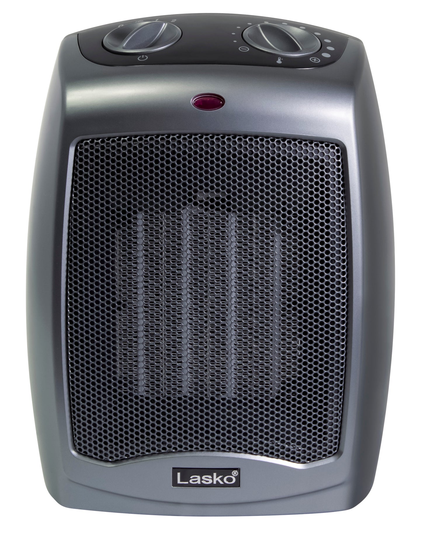 Lasko 9" Ceramic Table Top Heater (2 heat settings, manual, thermostat, tip-over switch, gray)