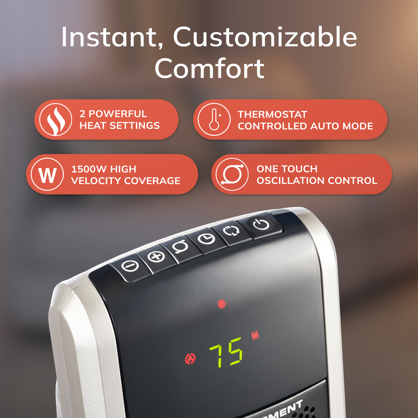 Lasko 29" Digital Ceramic Tower Heater (2 heat settings, remote, timer, black/silver)