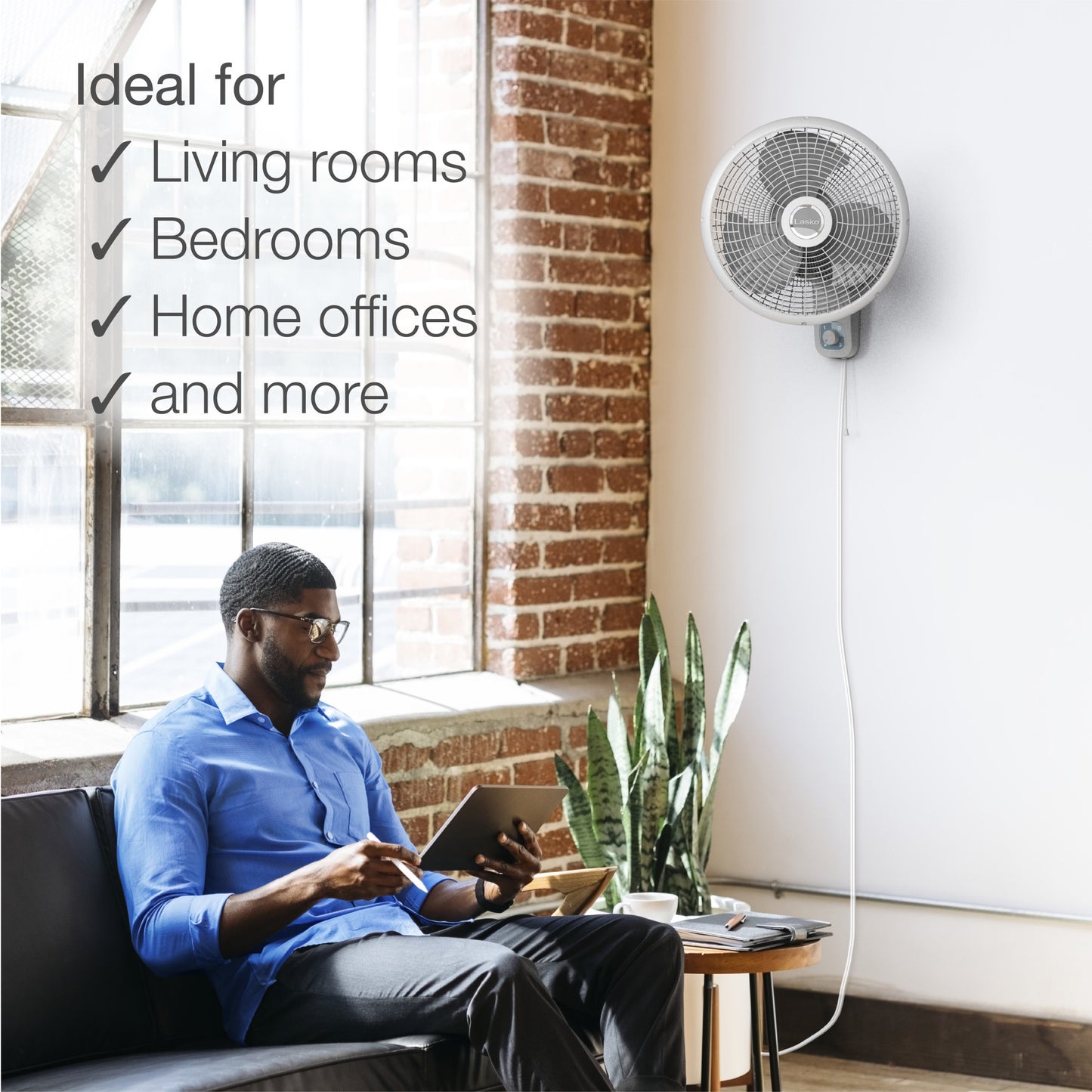 Lasko 16" Wall Mount Fan: Oscillating, 3-Speed, Tilting Head, White