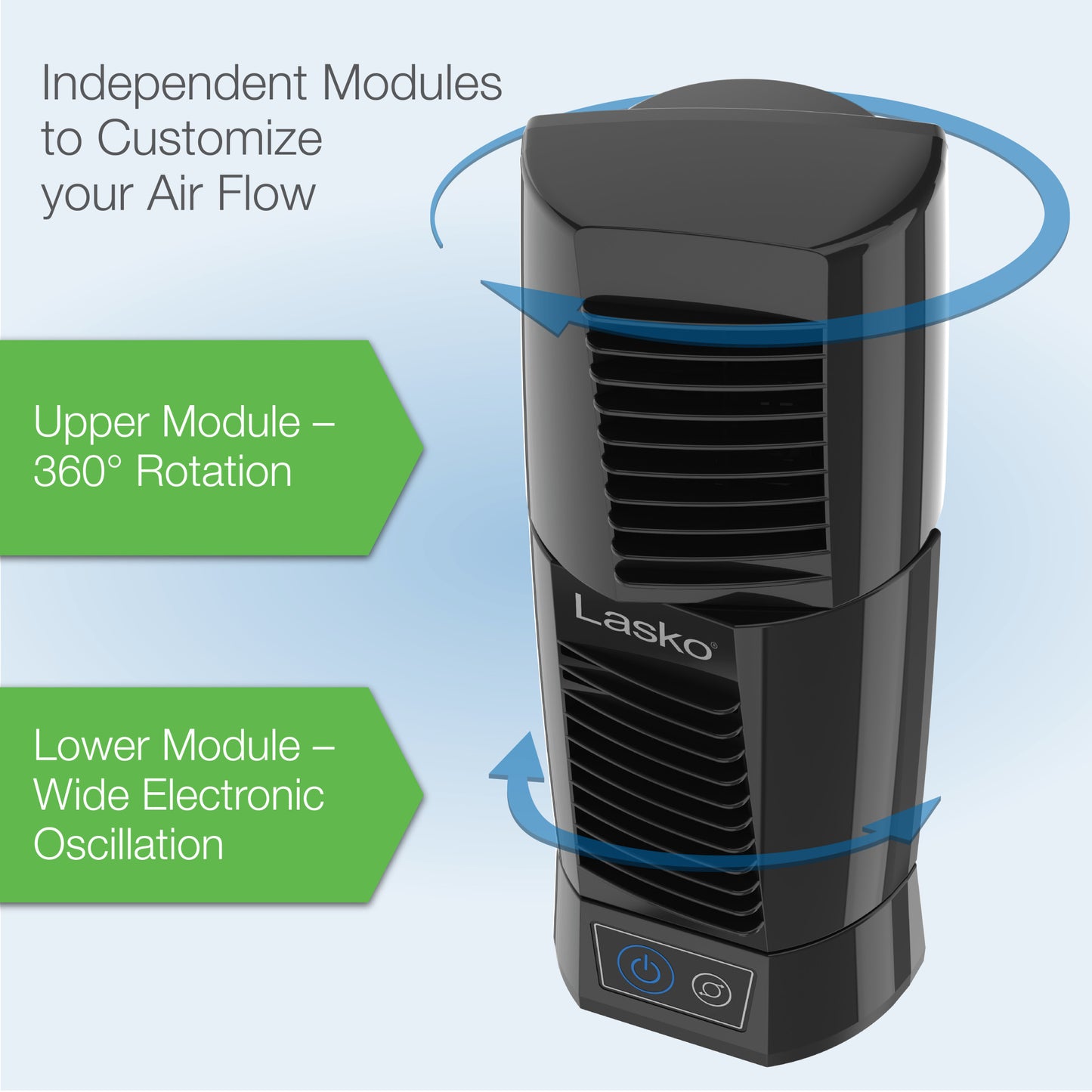 Lasko Wind Tower 12" Table Fan: Oscillating, 2-Speed, Pivoting, Black