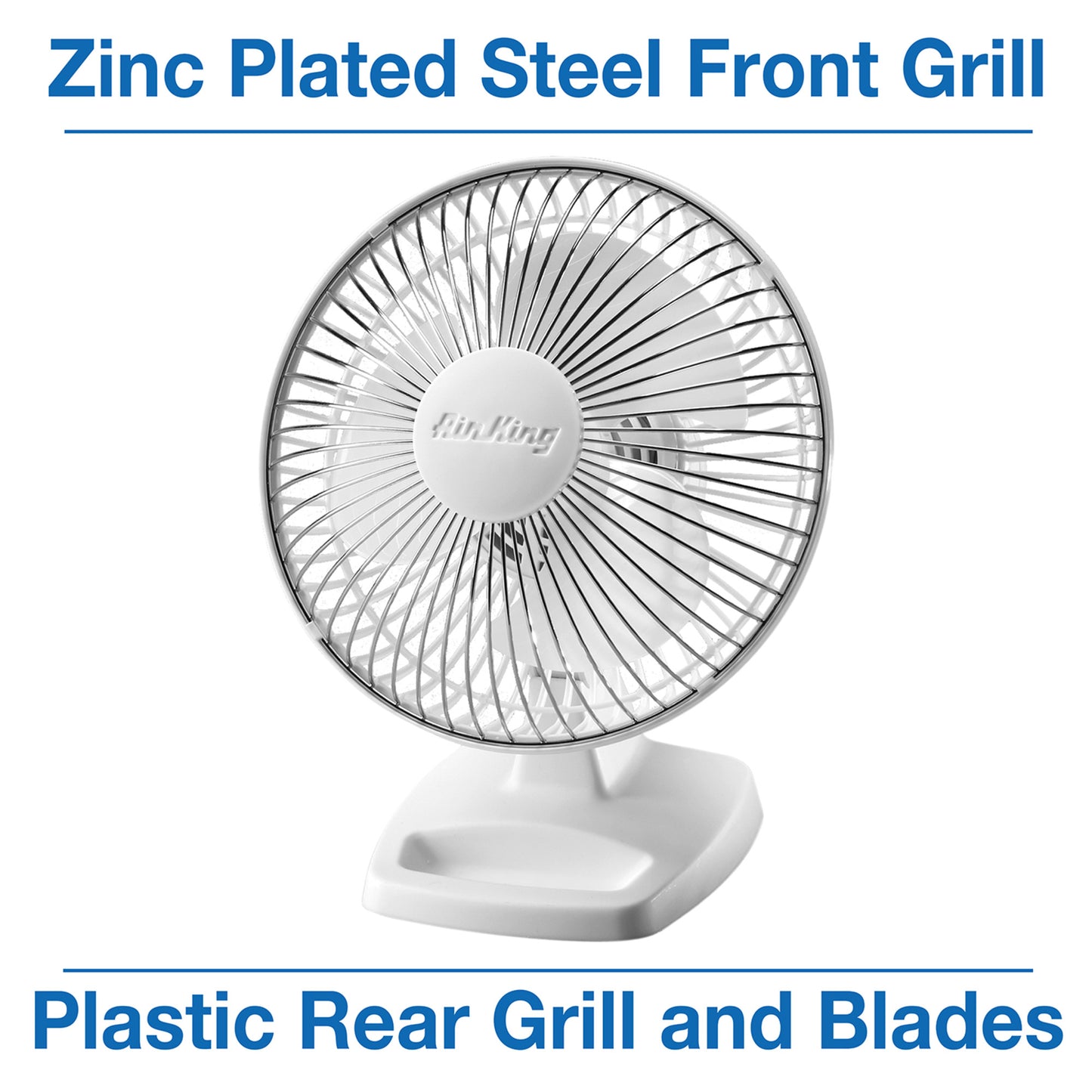 Air King 6" Commercial Grade Table Fan: 2-Speed, Tilting Head, Storage Tray, White
