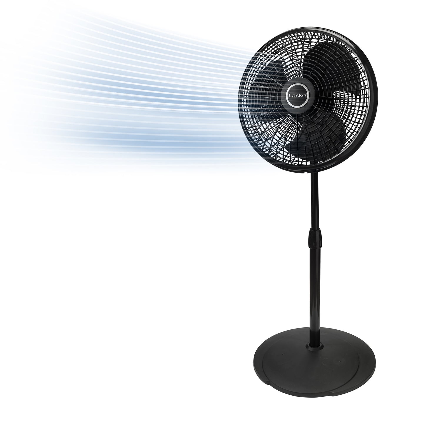 Lasko 16" Pedestal Fan: Oscillating, 3-Speed,  Adjustable Height, Black