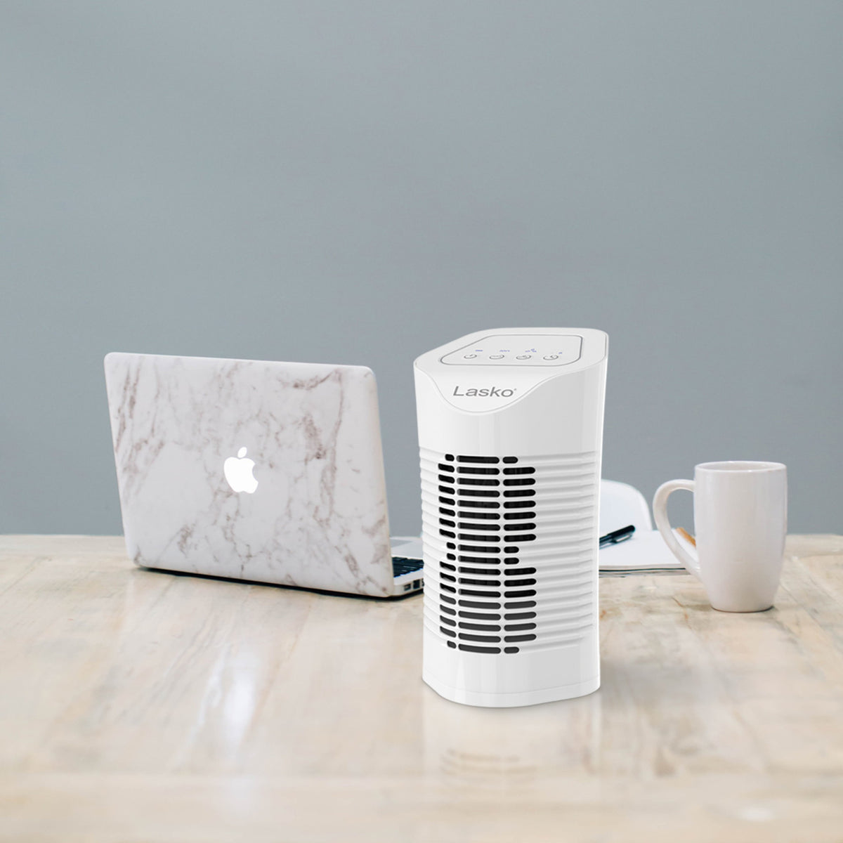 Lasko HF11200 HEPA 11" Table Top Air Purifier (3-speed 3-stage filtration, white)
