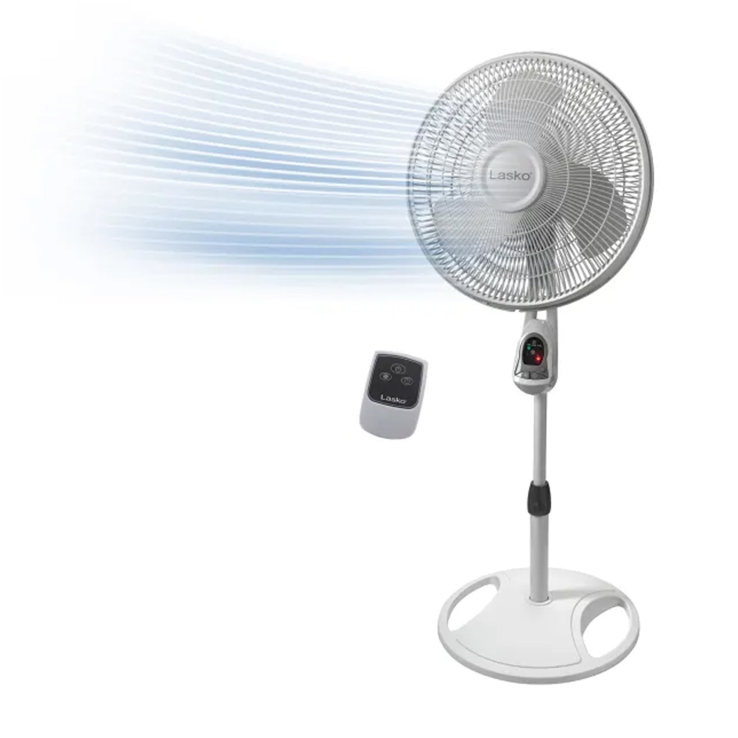 Lasko 16" Pedestal Fan: Oscillating, 3-Speed, Remote, Timer, White