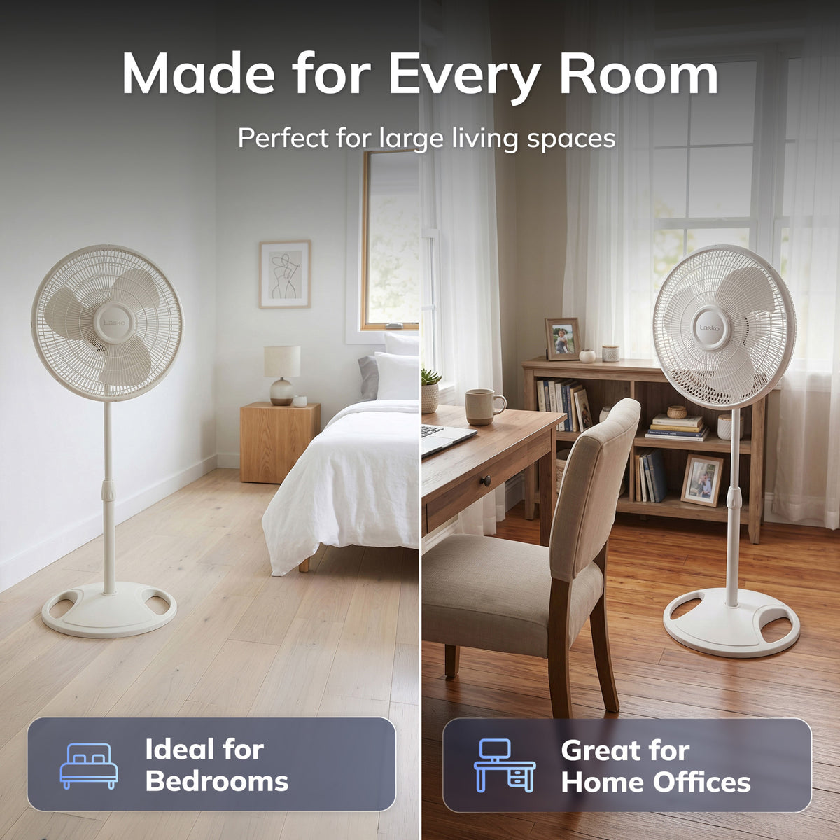 Lasko 16" Pedestal Fan: Oscillating, 3-Speed, Adjustable Height