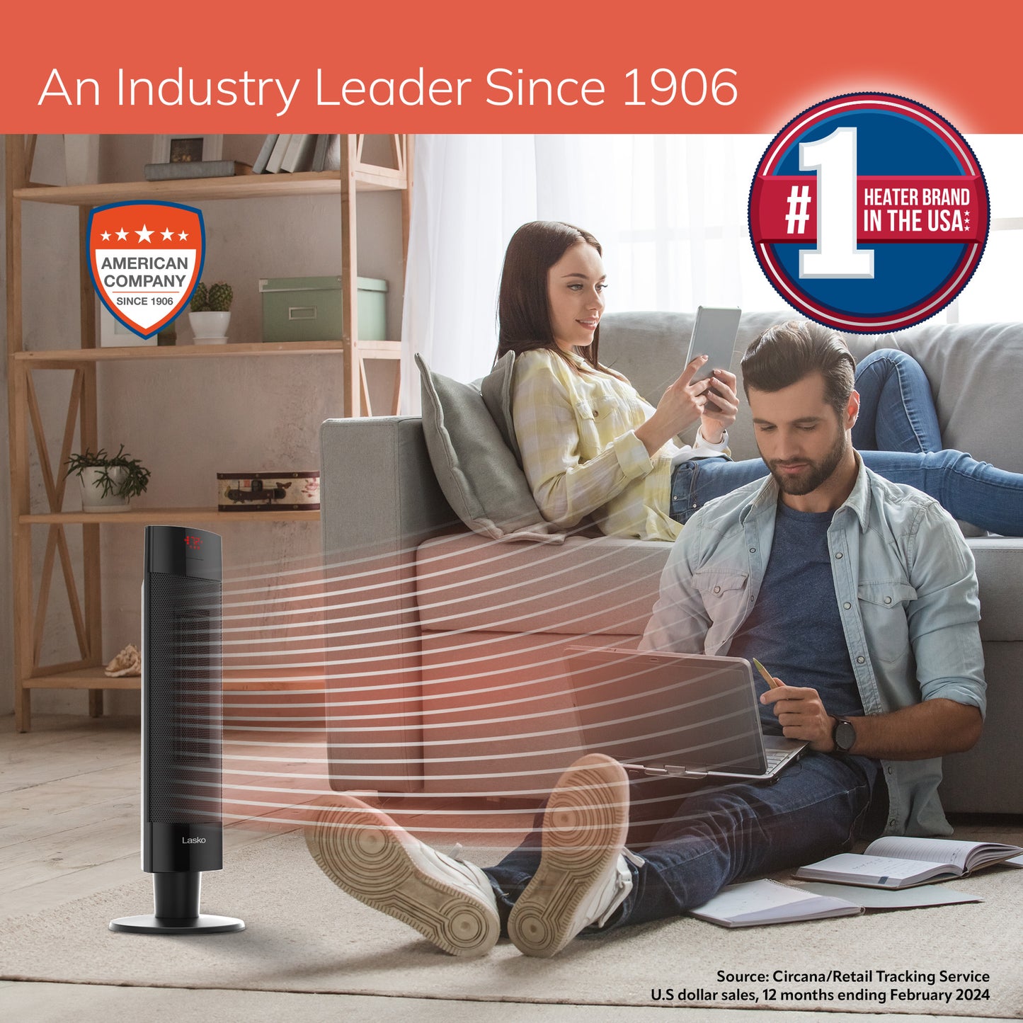 Lasko CS27650 27" Ceramic Pedestal Space Heater with Remote Control