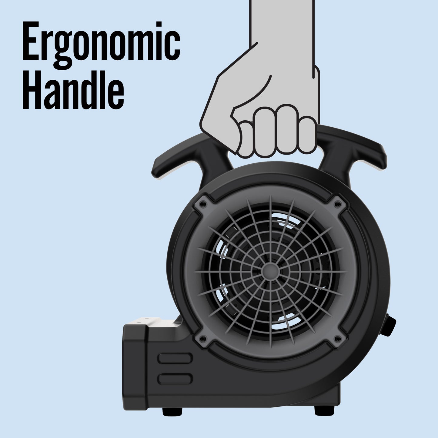 BlueDri 1/8 HP 13" Air Mover Blower Fan: 2-Speed, High Velocity, Black