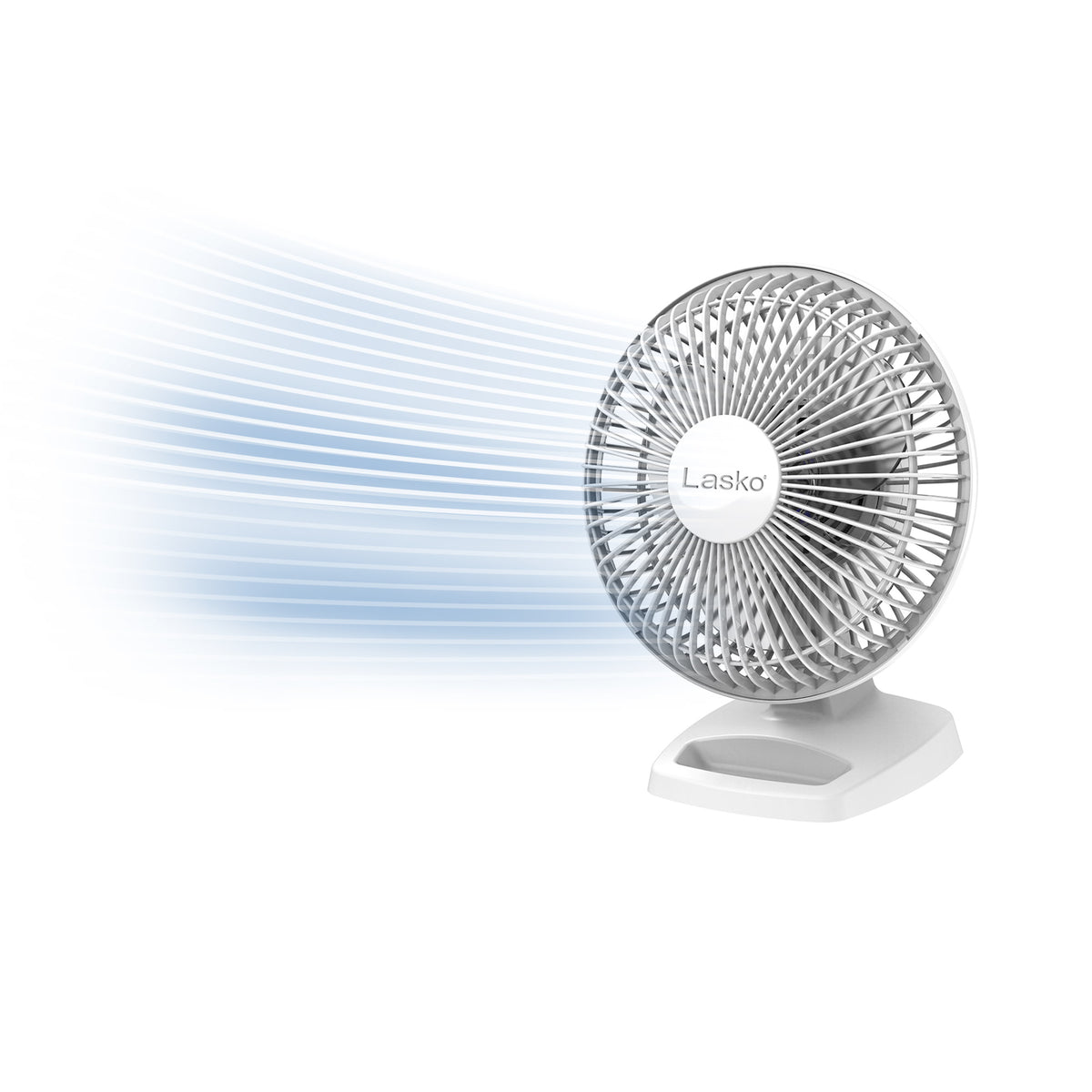 Lasko 6" Personal Table Fan: 2-Speed, Tilting Head, Storage Tray