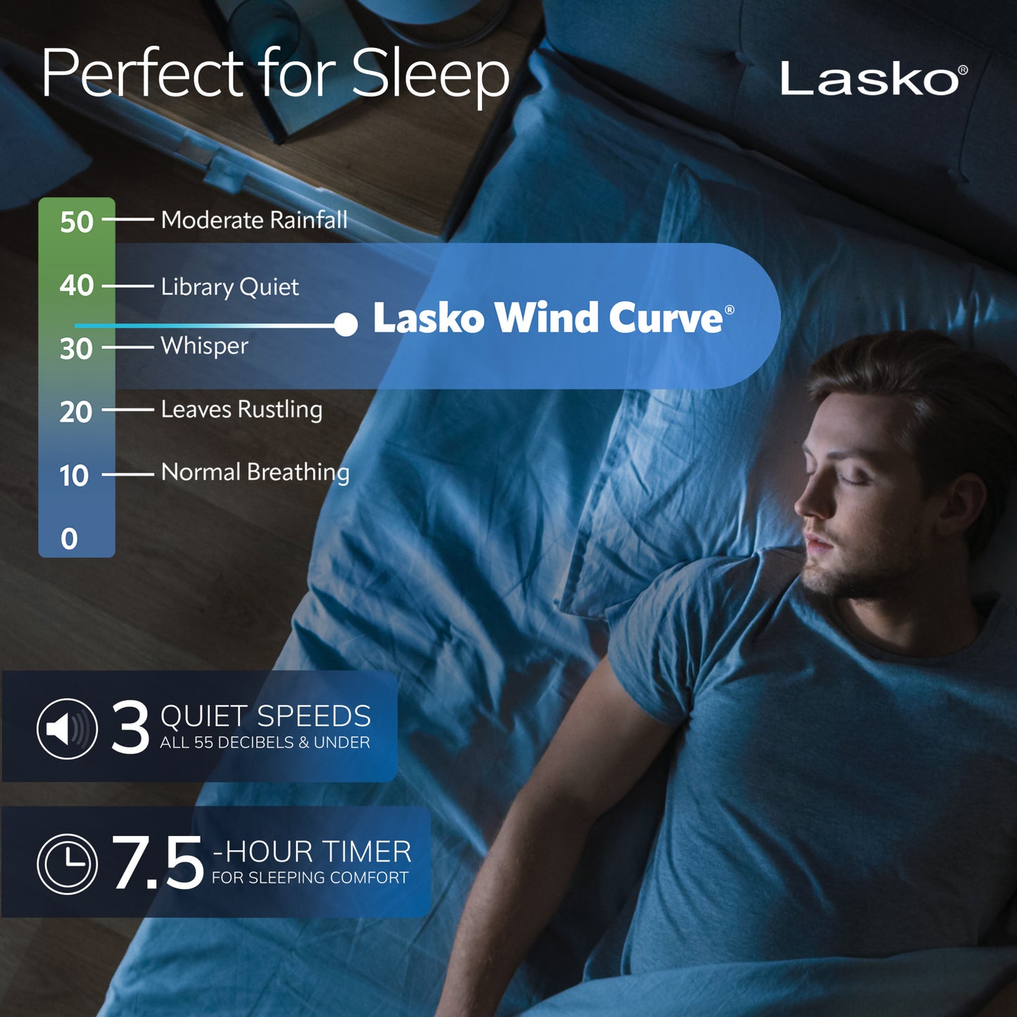 Lasko Wind Curve 42" Tower Fan: Oscillating, 3-Speed, Remote, Timer, Gray