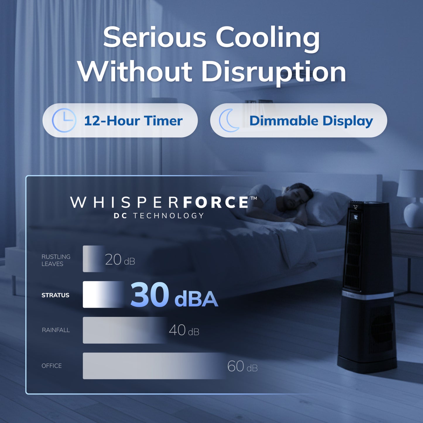 Lasko Stratus 35" DC Tower Fan: Oscillating, 12-Speed, High Velocity, Remote, Black