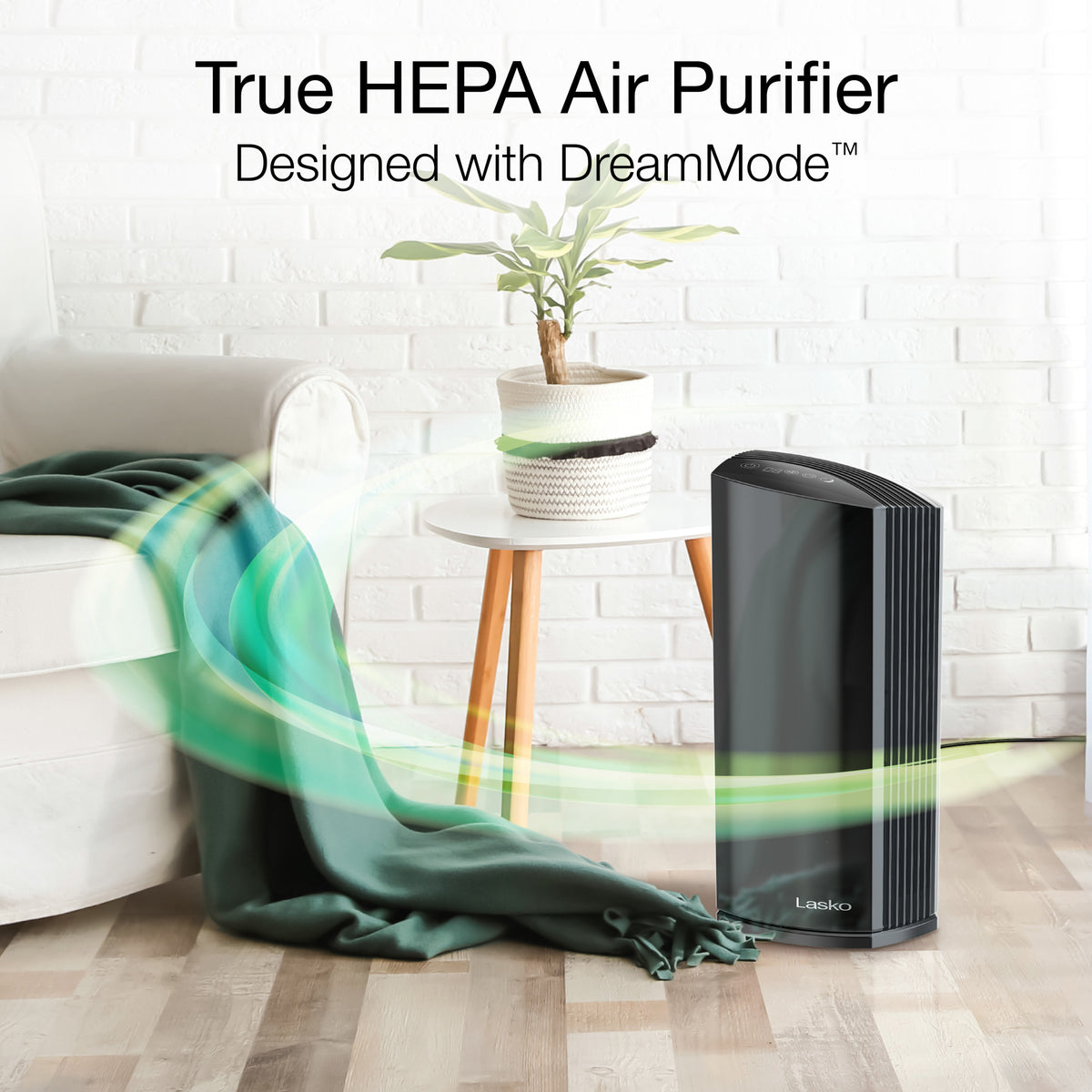 Lasko 22" Tower Air Purifier: 4-Speed, True HEPA, Timer, Dream Mode