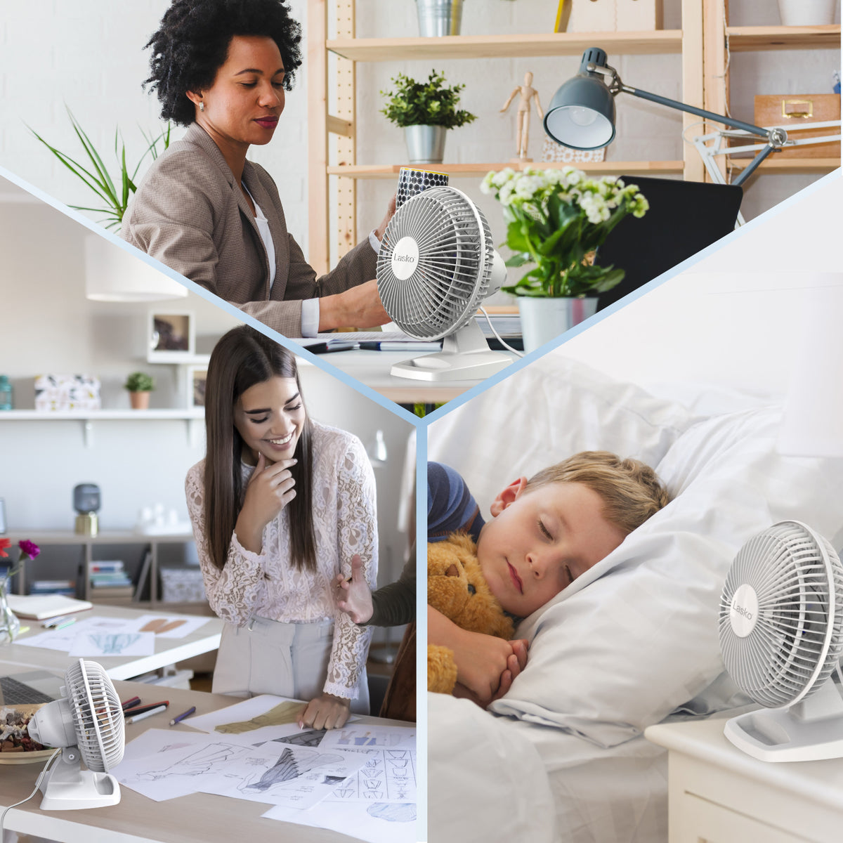 Lasko 6" Personal Table Fan: 2-Speed, Tilting Head, Storage Tray