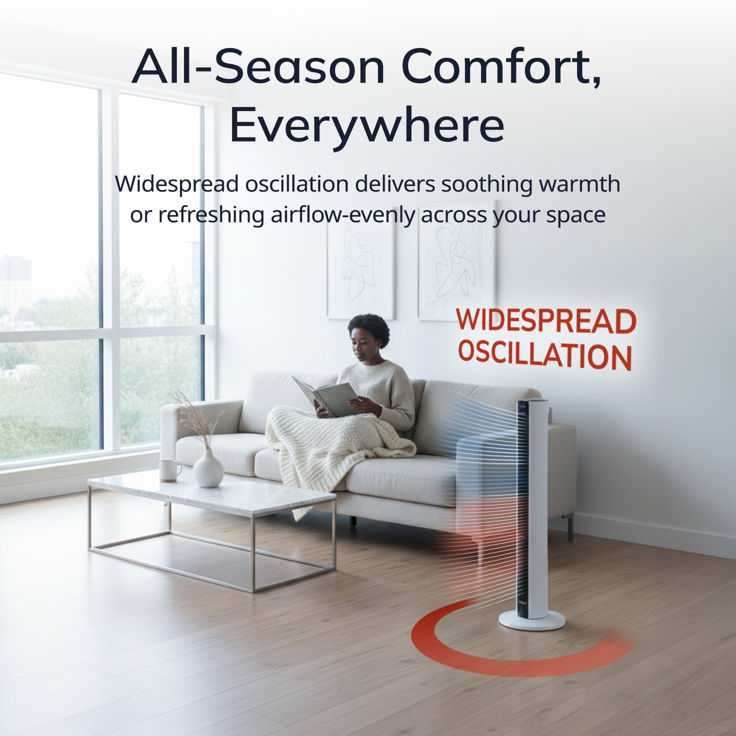 Lasko 1500W Electric All Season Tower Fan & Space Heater with Timer and  Remote, FH500, White