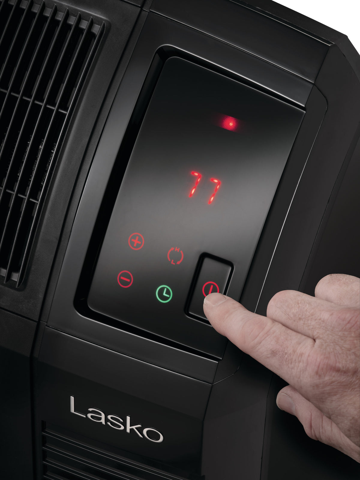 Lasko 23" Ceramic Console Space Heater: 2 Heat Settings, Timer, Adjustable Louvers, Thermostat, Black