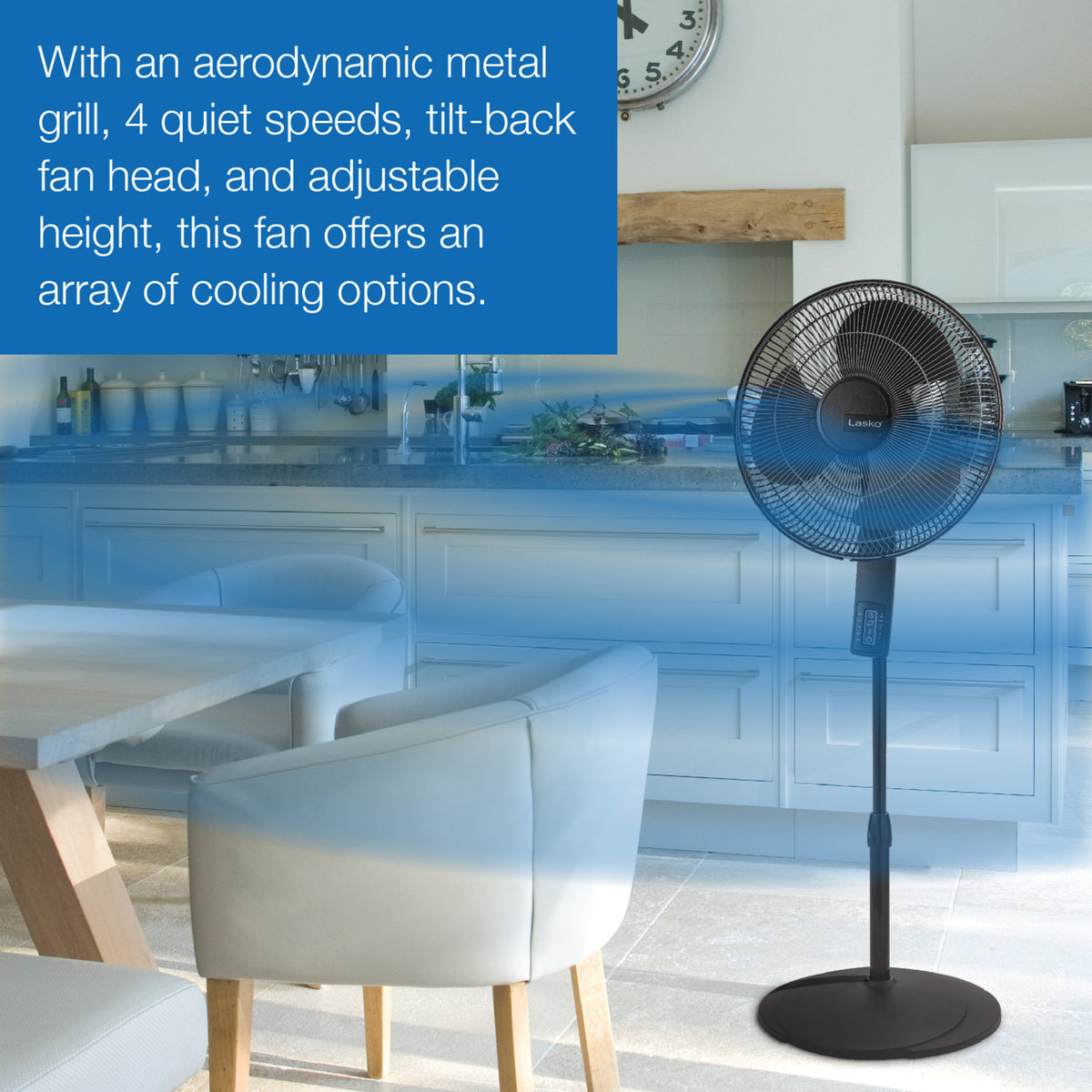 Lasko 16" Pedestal Fan: Oscillating, 4-Speed, Remote, Timer, Thermostat