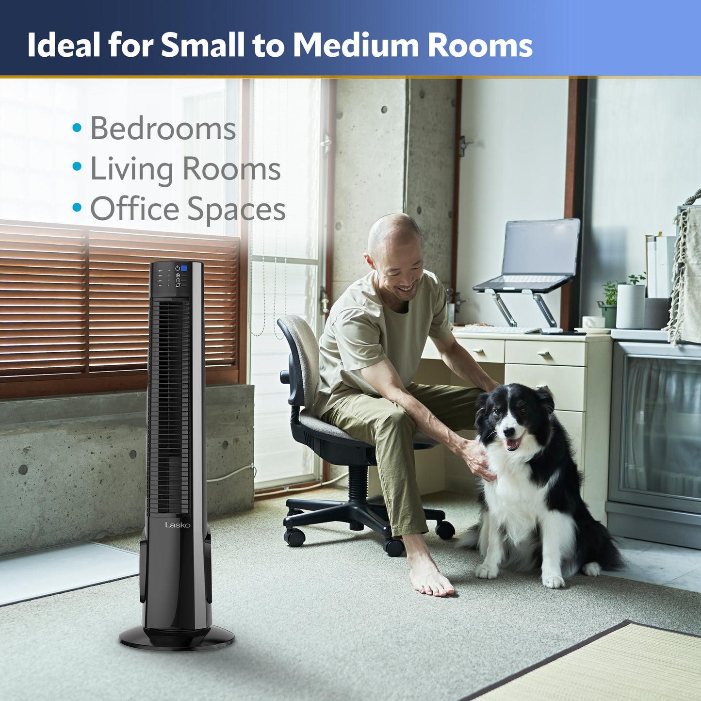 Lasko 38" Hybrid Tower Fan: Oscillating, 4-Speed, Remote, Timer, Black