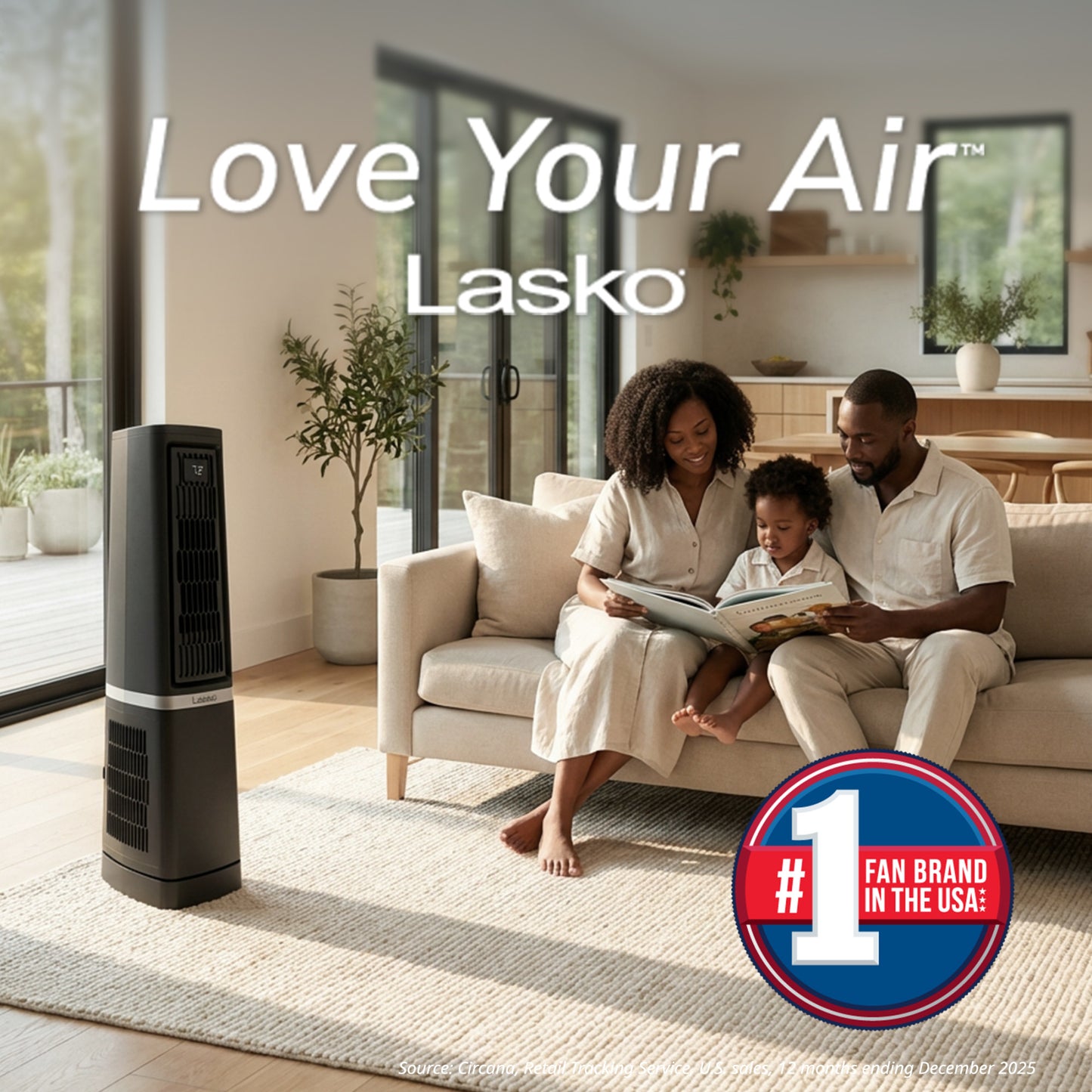 Lasko Stratus 35" DC Tower Fan: Oscillating, 12-Speed, High Velocity, Remote, Black