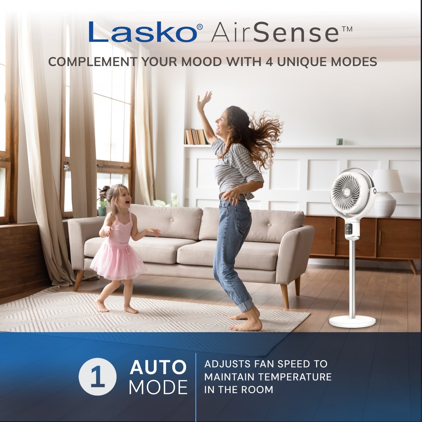 Lasko Whirlwind 7" DC Pedestal Fan: Dual Oscillation, 24-Speed, Remote, Timer, White