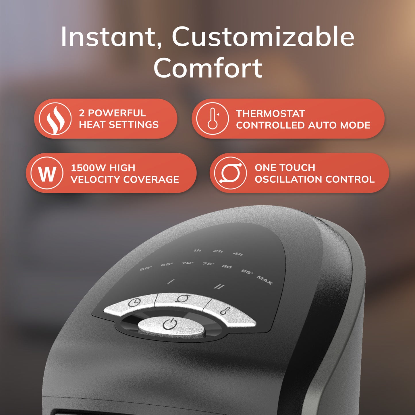 Lasko 23" Ceramic Tower Space Heater, Oscillating, 2-Speed, Remote, Silver