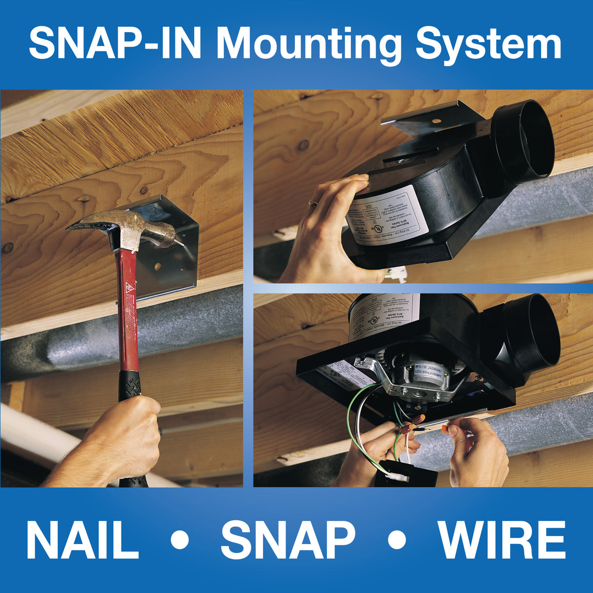 Air King 50 CFM Snap-In Exhaust Fan (ENERGY STAR® Certified, ceiling mounted, light, white)