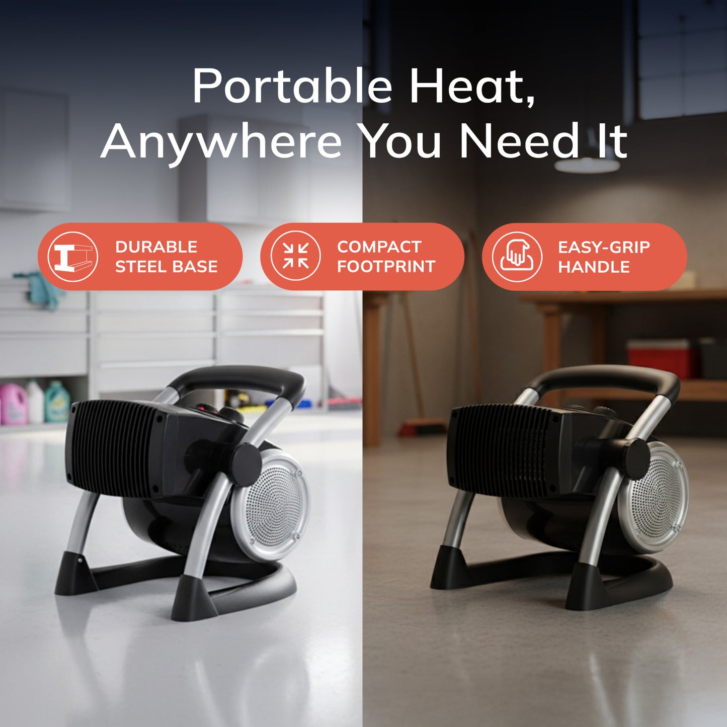 Lasko Pro Ceramic Utility Heater (2 heat settings, thermostat, black)