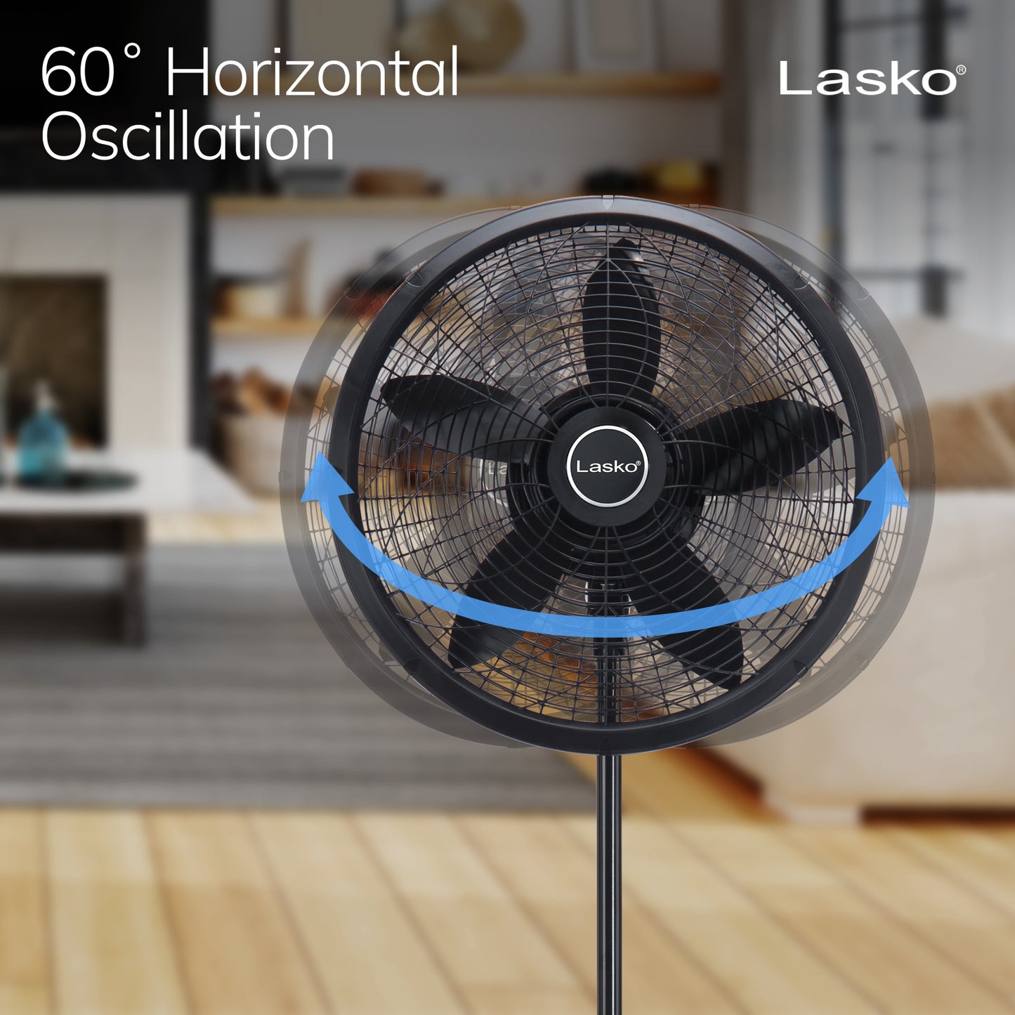 Lasko 18" Pedestal Fan: Oscillating, 3-Speed, Adjustable Height, Black
