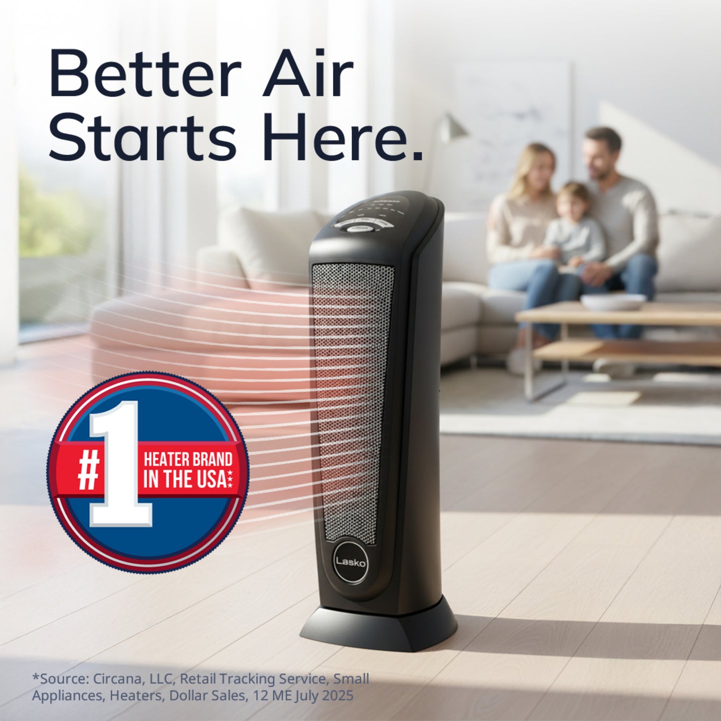 Lasko 1500W Electric Oscillating Ceramic Tower Space Heater with Remote, CT22410, Black