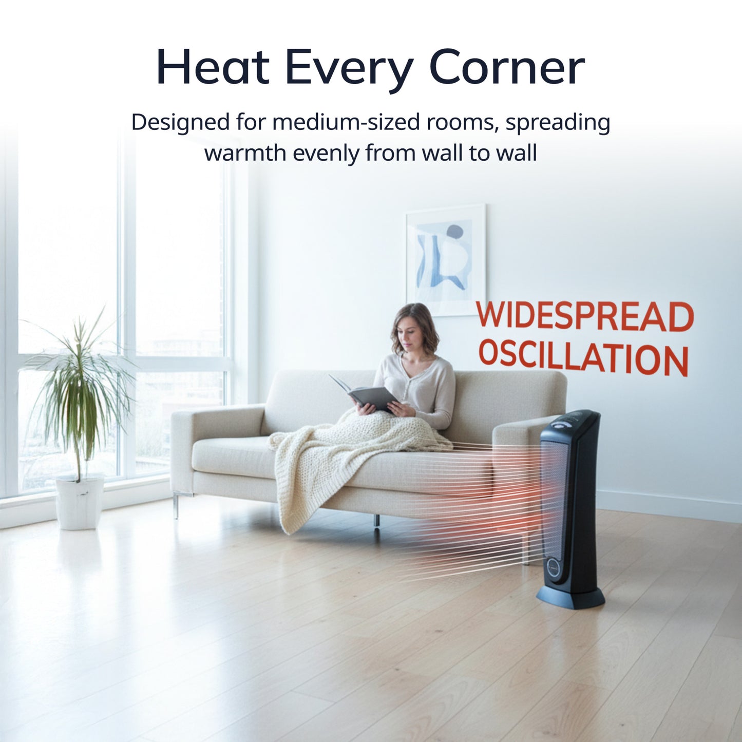 Lasko 1500W Electric Oscillating Ceramic Tower Space Heater with Remote, CT22410, Black