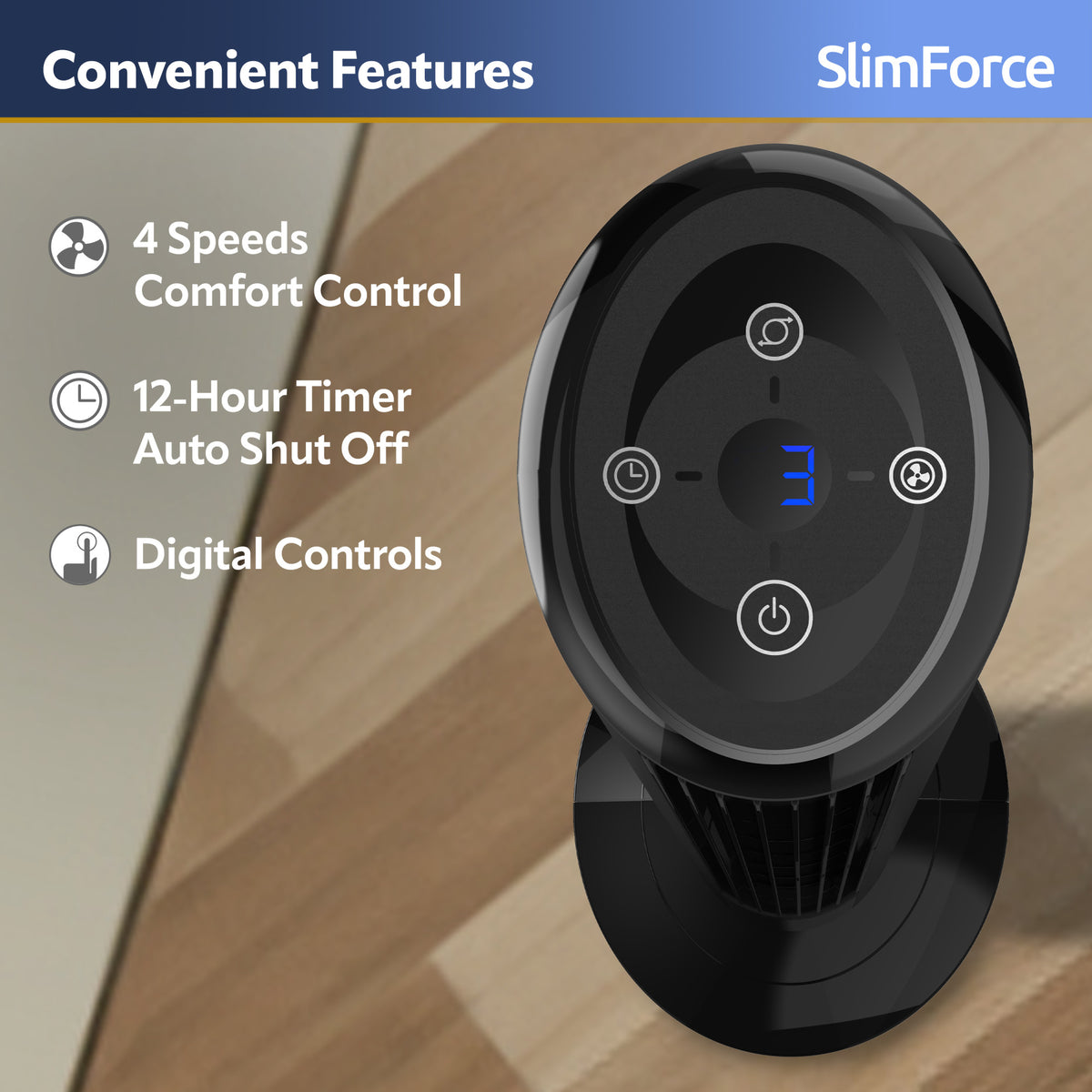 Lasko SlimForce 42" Tower Fan: Oscillating, 4-Speed, Remote, Timer