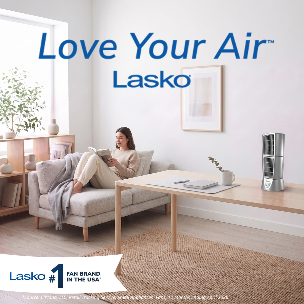 Lasko Wind Tower 14" Table Fan: Oscillating, 3-Speed, Pivoting