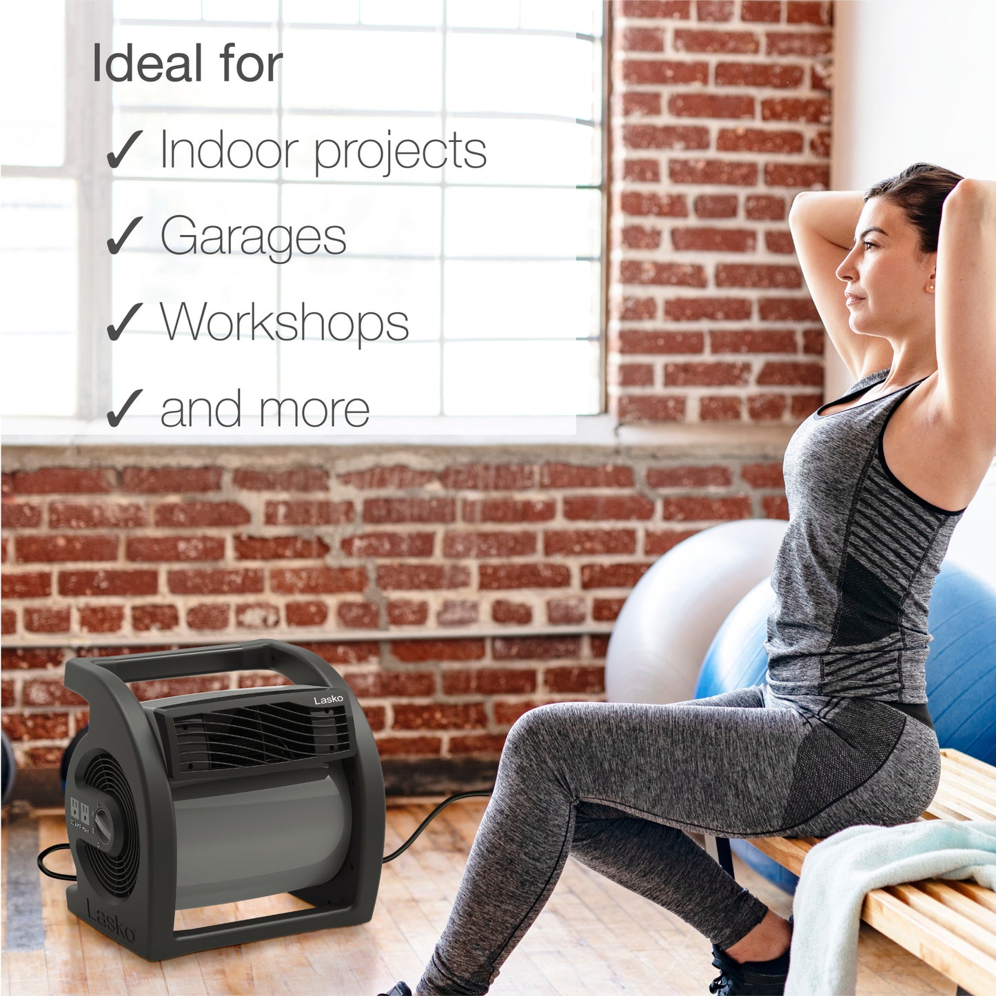 Lasko Max Performance 15" Air Mover Blower Fan: 3-Speed, High Velocity, 2 Outlets, Black