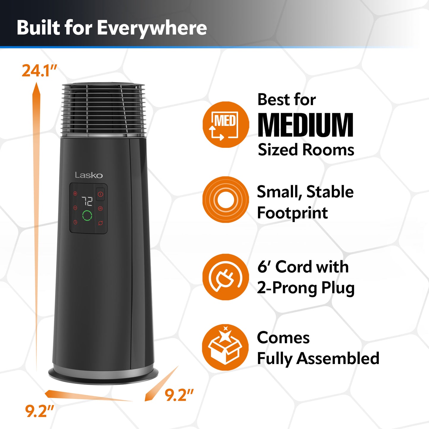 Lasko 1500W Full Circle Warmth Ceramic Tower Space Theater with Remote Control, CT24362, Black