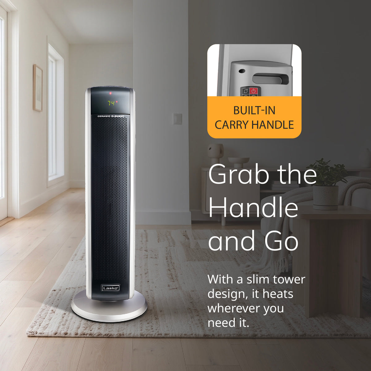 Lasko 29" Ceramic Tower Space Heater: Oscillating, 2 Heat Settings, Remote, Timer, Thermostat