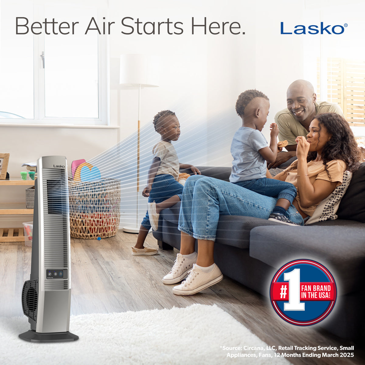 Lasko 42" Outdoor Tower Fan: Oscillating, 4-Speed