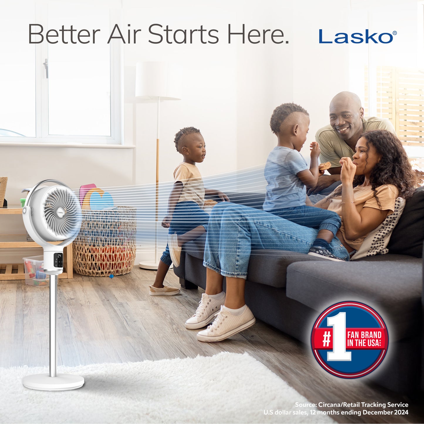 Lasko Whirlwind 7" DC Pedestal Fan: Dual Oscillation, 24-Speed, Remote, Timer, White