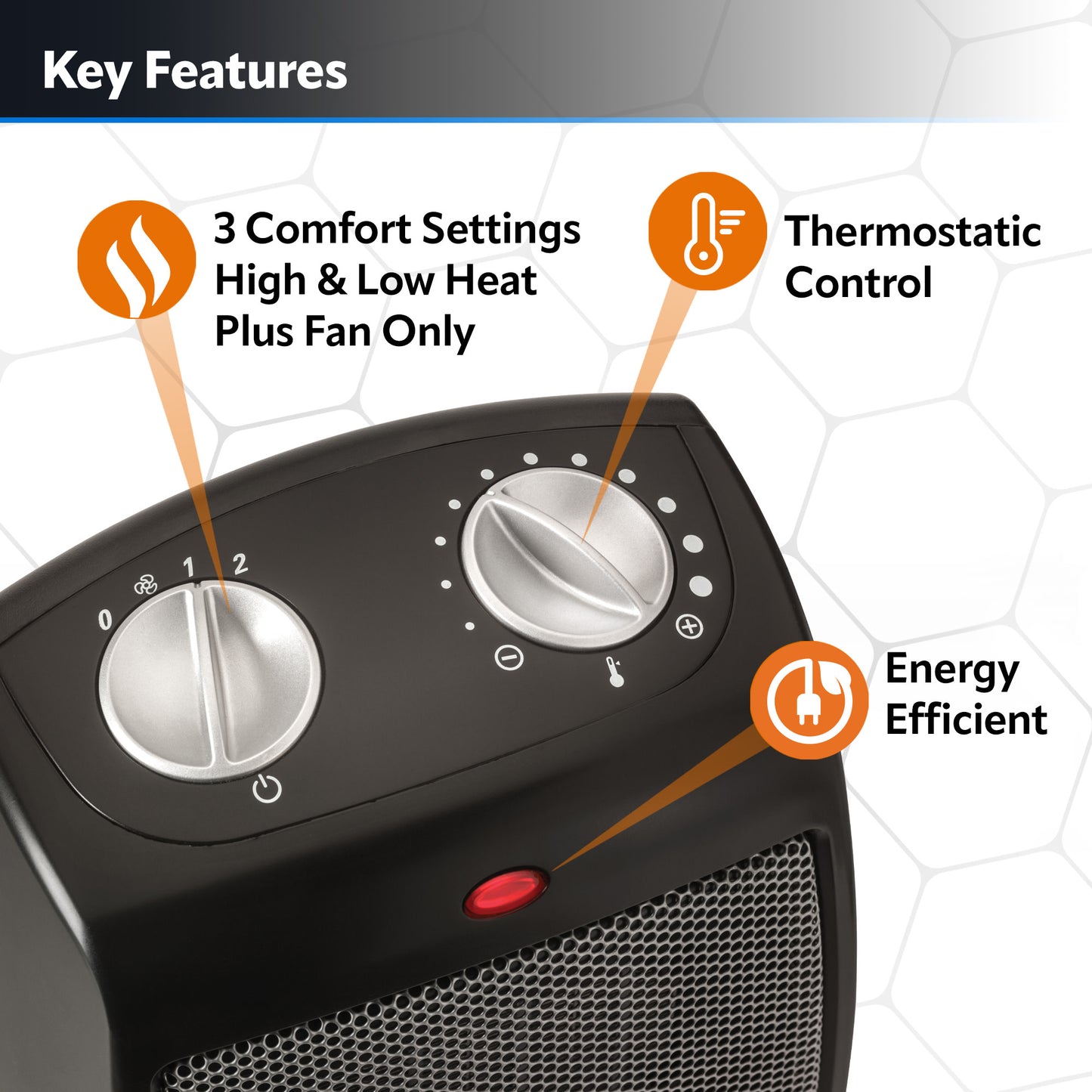 Lasko 9" Ceramic Table Top Heater (3-speed, thermostat, black)