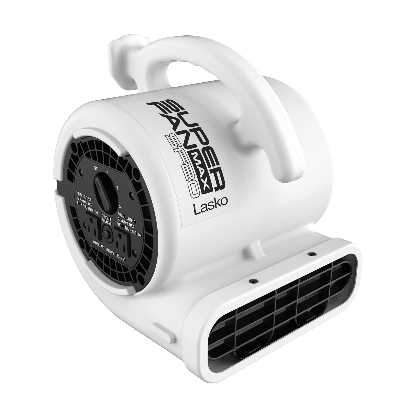Lasko Super Fan Max 13" Air Mover Blower Fan: 3-Speed, High Velocity, 2 Outlets, White