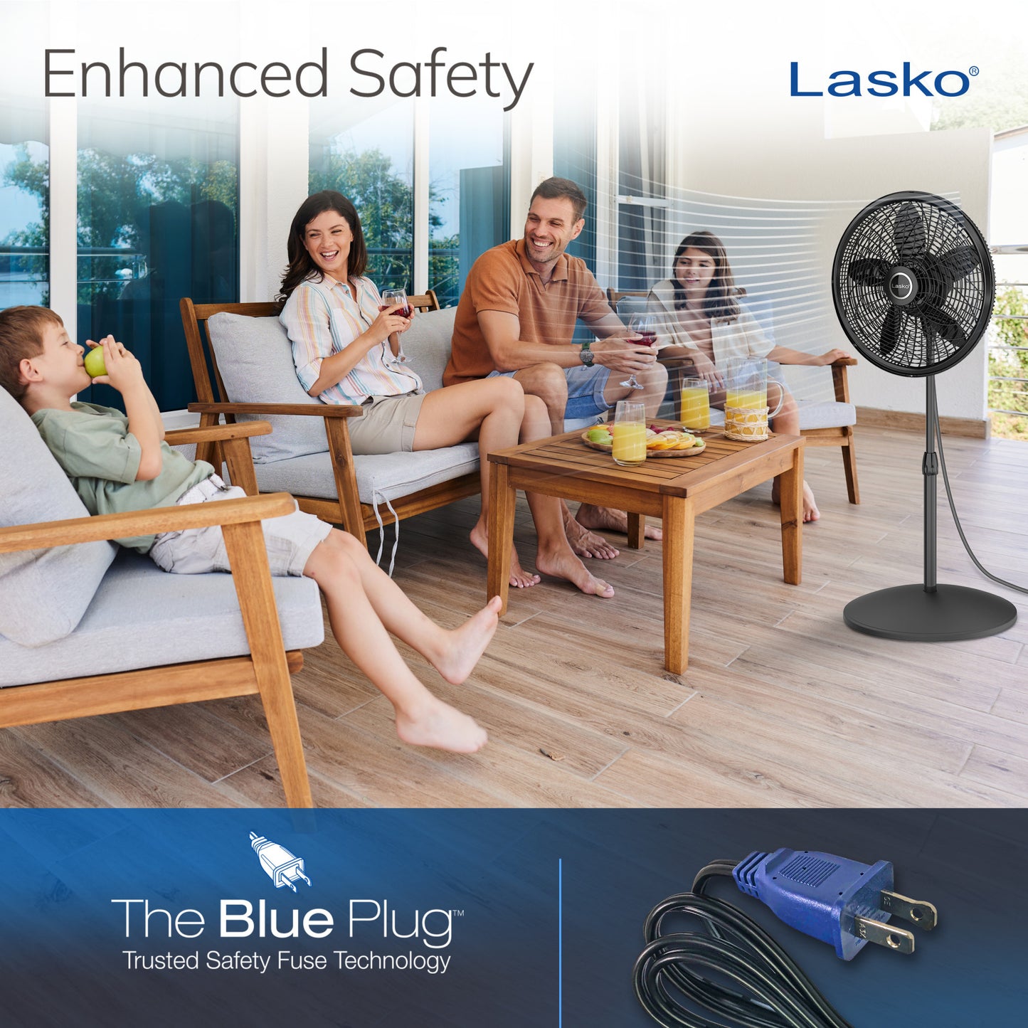 Lasko 18" Pedestal Fan: Oscillating, 3-Speed, Adjustable Height, Black