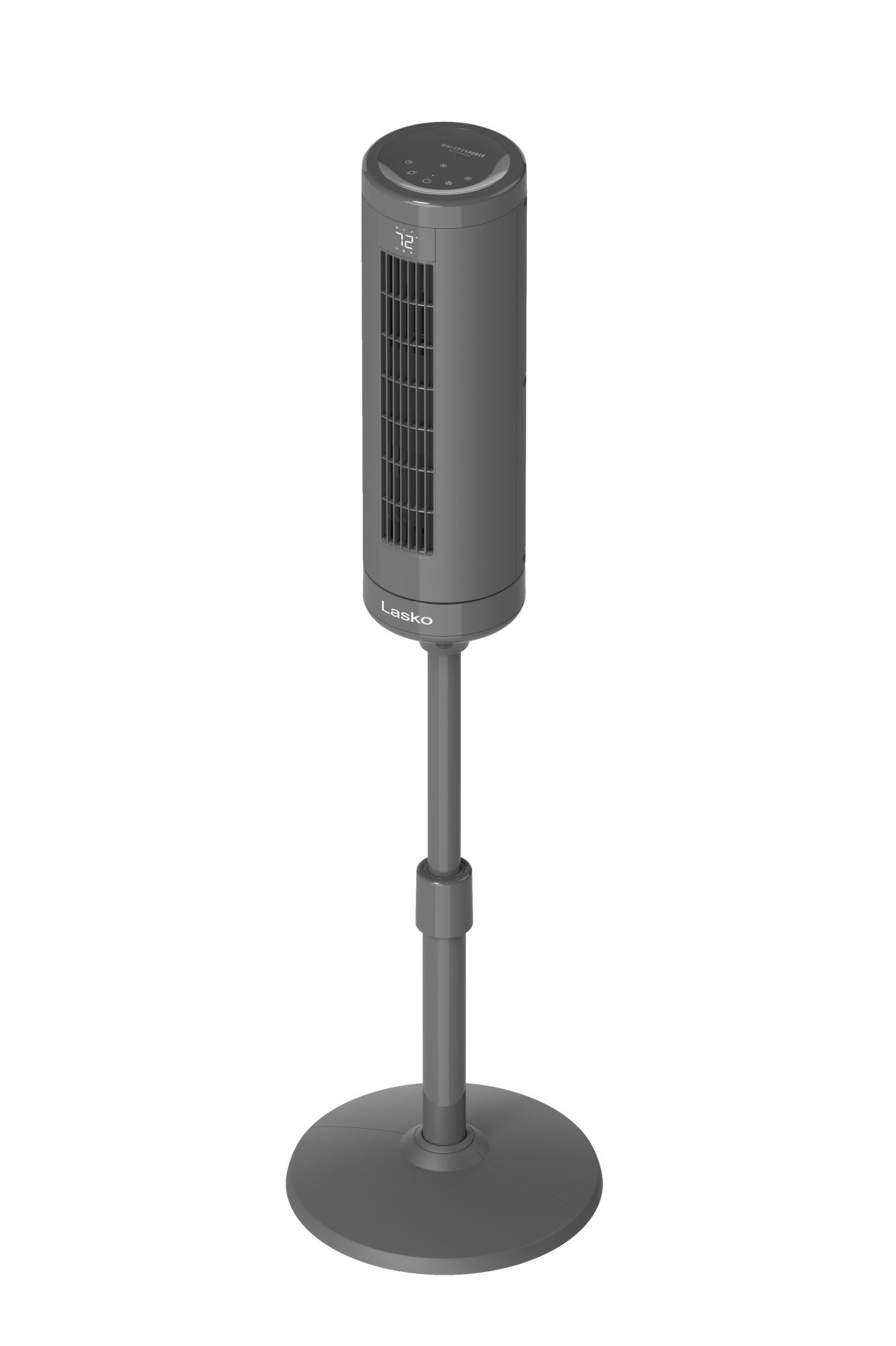 Lasko Rise 54" DC Pedestal Fan: Oscillating, 8-Speed, Remote, Timer, Gray