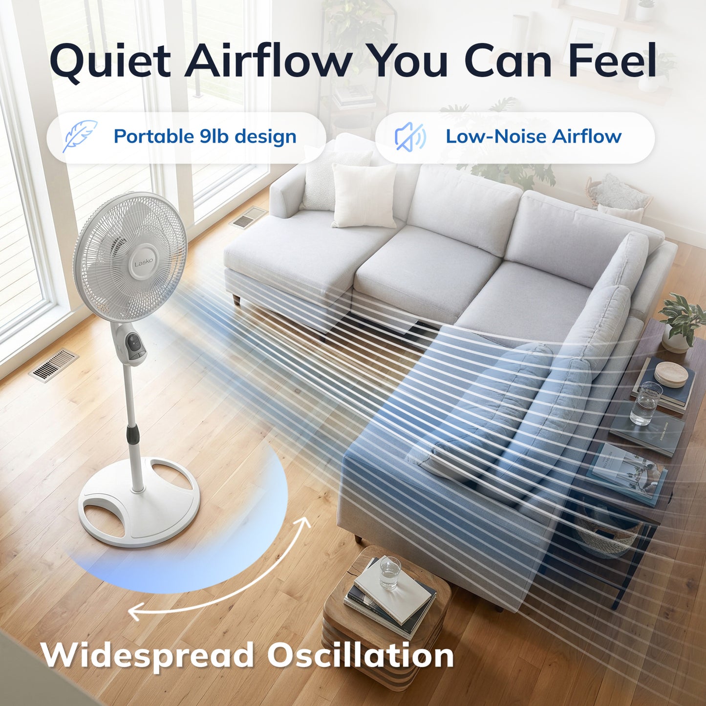 Lasko 16" Pedestal Fan: Oscillating, 3-Speed, Remote, Timer, White