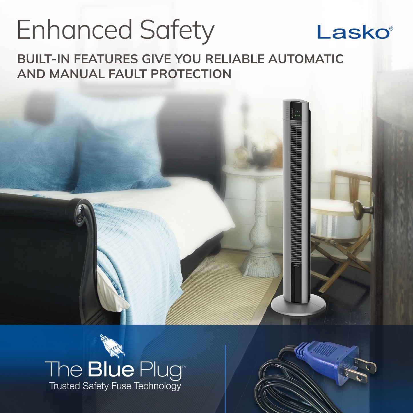 Lasko 48" Tower Fan: Oscillating, 3-Speed, Remote, Timer, Gray