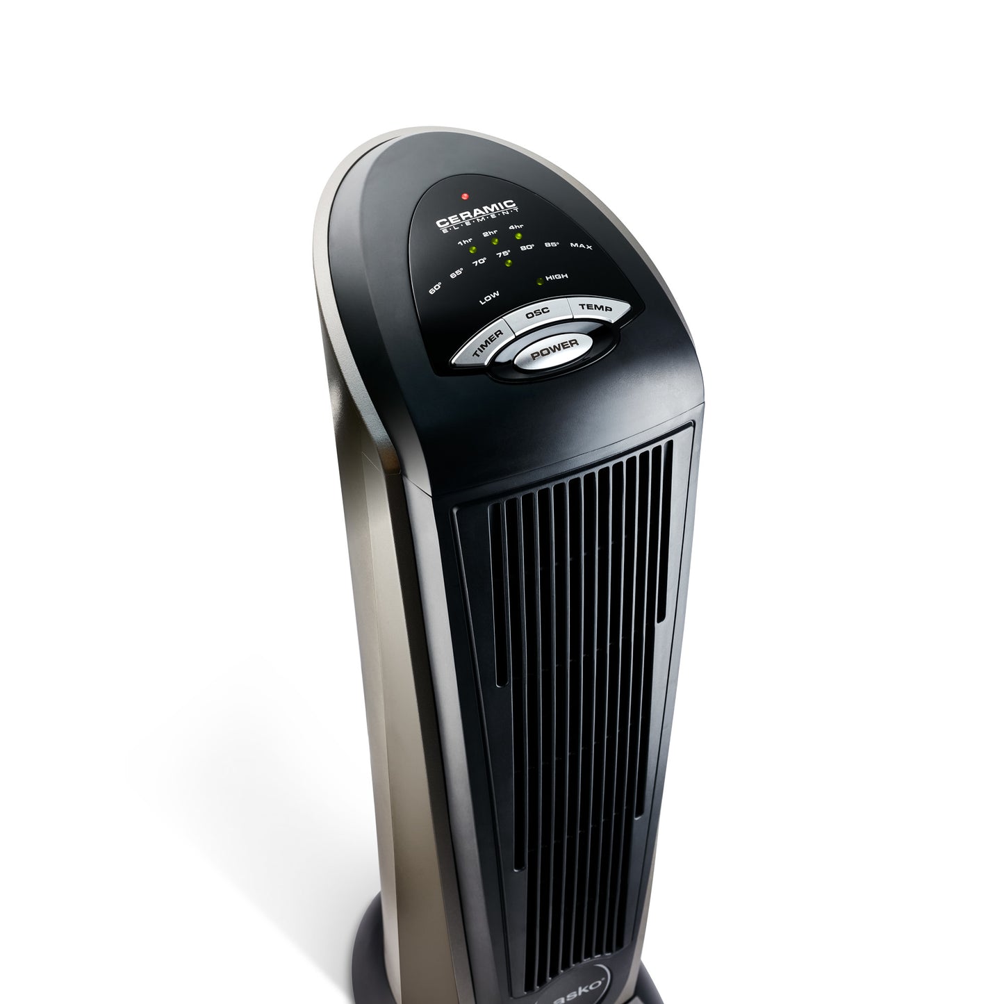 Lasko 23" Ceramic Tower Space Heater, Oscillating, 2-Speed, Remote, Silver