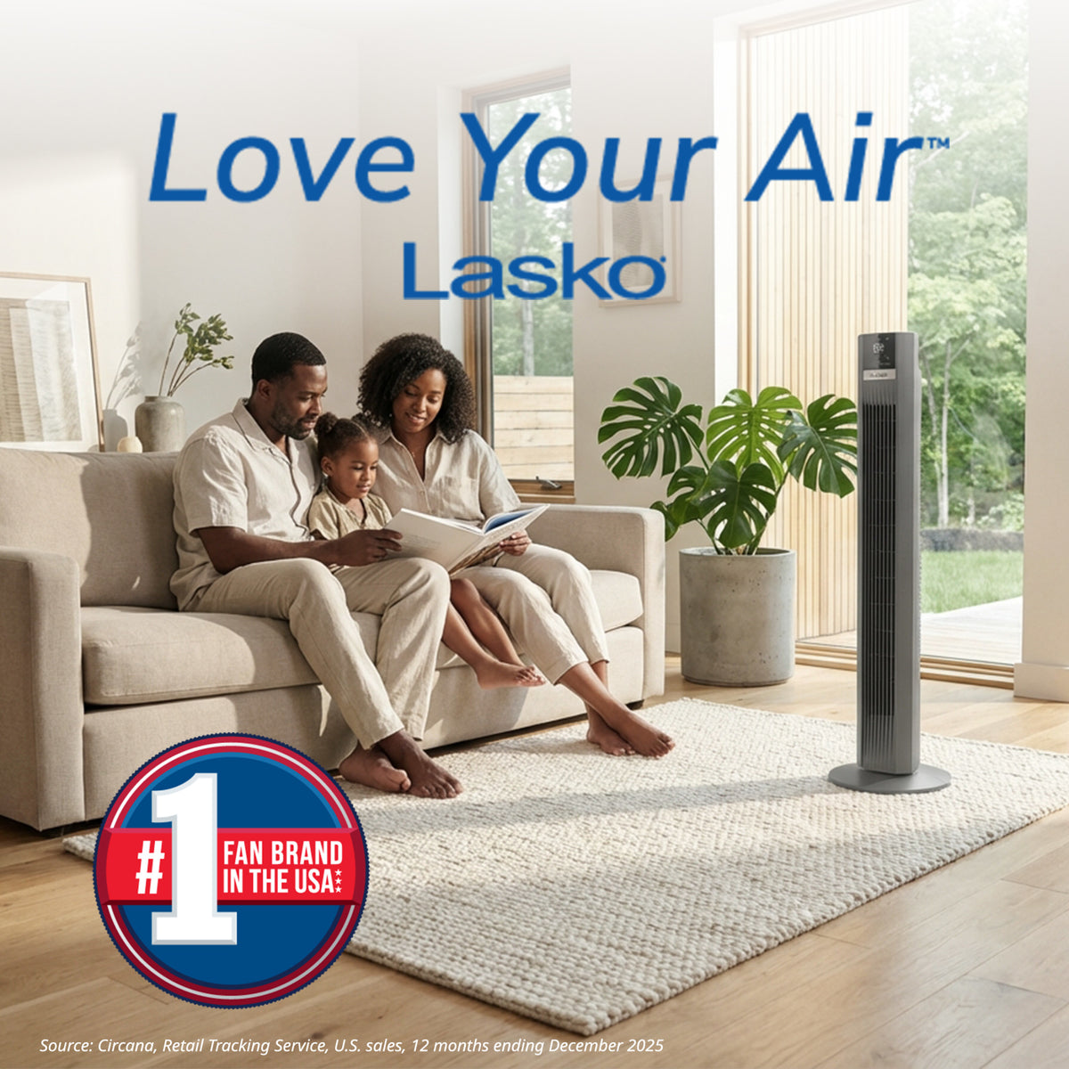 Lasko 48" DC Tower Fan: Oscillating, 12-Speed, Remote, Timer