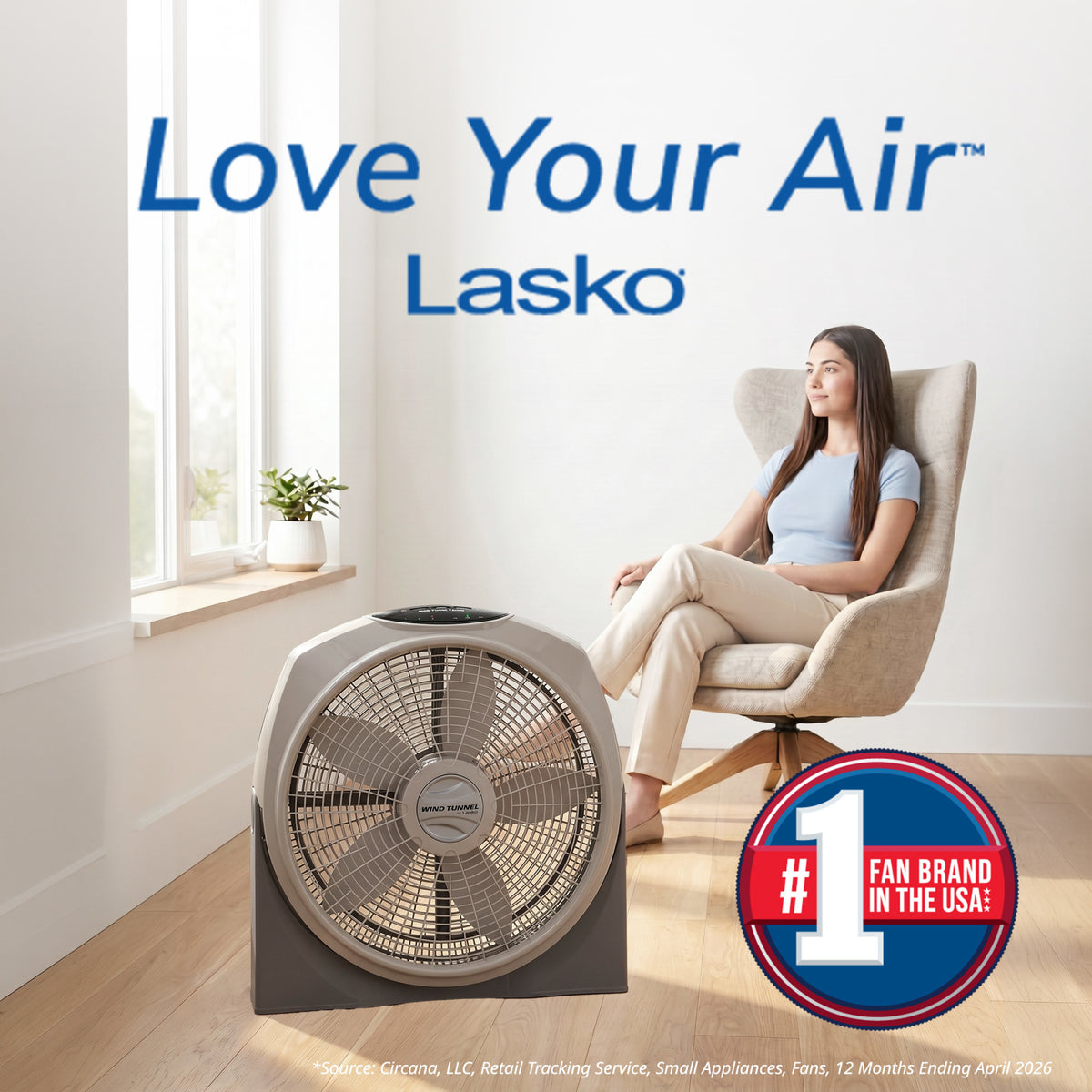 Lasko Wind Tunnel 20" Air Circulator Fan: Wall Mount, 3-Speed, Remote, Timer