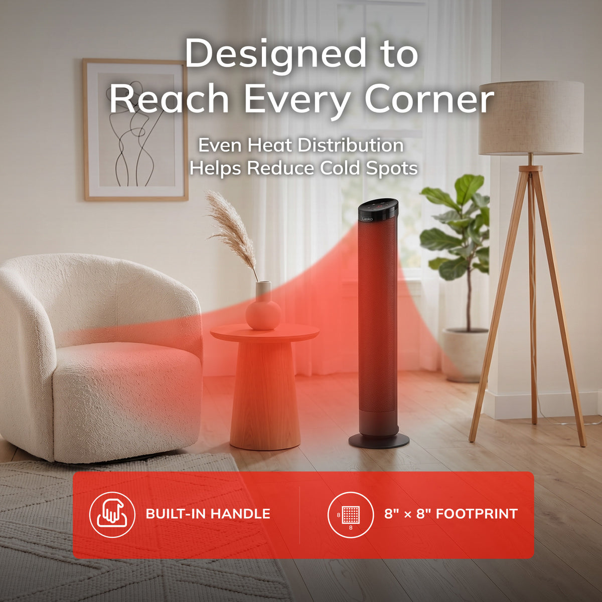 Lasko 30" Ceramic Tower Space Heater: Oscillating, 3 Heat Settings, Remote, Timer, Tip-Over Switch, Thermostat