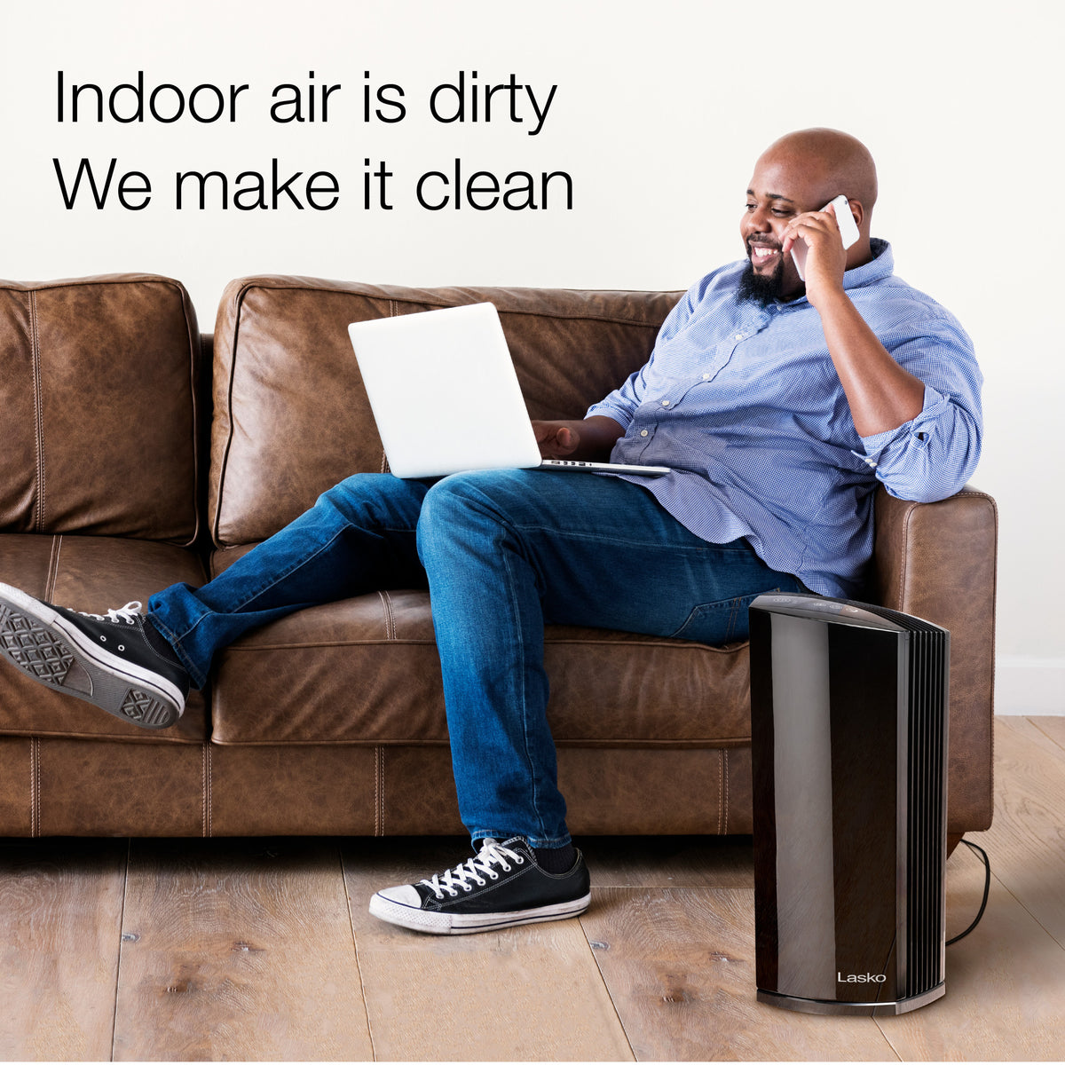 Lasko 22" Tower Air Purifier: 4-Speed, True HEPA, Timer, Dream Mode